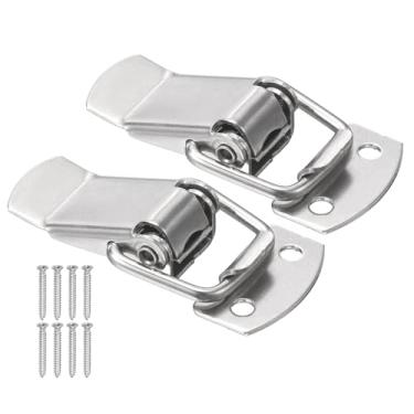 Imagem de PATIKIL 2 peças de trava de aço inoxidável acionada por mola, caixa de ferramentas de 3,8 cm, trava de fixação com parafusos de montagem para caixa de madeira de celeiro de porta de armário