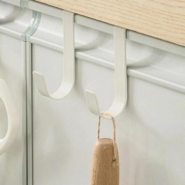 Imagem de 6 ganchos de metal em forma de J, ganchos multifuncionais, adequados para cozinhas, banheiros, lavanderias e portas de armários.