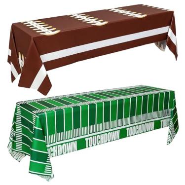 Imagem de Accevo Toalha de mesa descartável de plástico para decoração de festa de futebol, toalha de mesa com tema de dia de jogo, perfeita para artigos de festa de aniversário de futebol, 137 x 272 cm, pacote