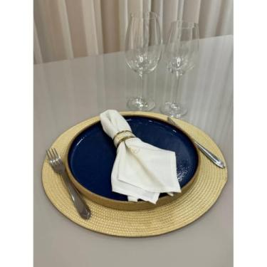 Imagem de Jogo Americano Mesa Posta Impermeável Redondo ou Retangular para Jantar e Eventos – Kit 4 ou 6 Lugares Decorativo Luxo (9. Bege,4 Unidades)