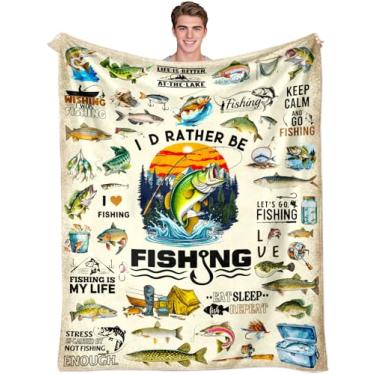 Imagem de Cobertor de pesca para homens cobertor de flanela macia cobertor de pesca engraçado presente de peixe para meninos pescadores 152 cm x 127 cm