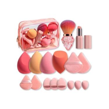Imagem de Kit de Maquiagem profissional 17 Peças – Esponjas Premium e Pincel Diamante com Estojo Transparente | Aplicadores para Base, Pó, Creme e Contorno com Acabamento Perfeito