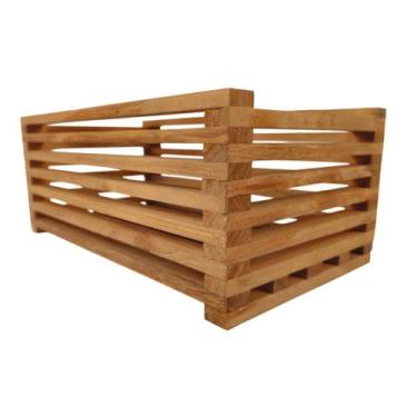 Imagem de Cachepo Ripado Duplo 32x18 Eucalipto Stain Mogno - Tudo Jardim