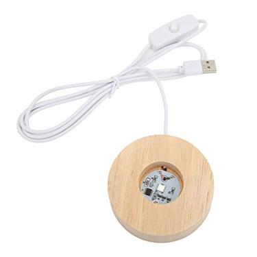 Imagem de Generic Base de Luz Led Durável, Madeira de Carvalho, Lâmpada Redonda, Interface Usb para Casa 5v, para Arte, Vidro e Joias (Base colorida)