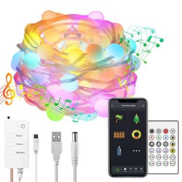 Imagem de Luzes de corda globo com controle Wi-Fi BT USB aplicativo sincronização música 16 milhões cores RGB IP65 para iluminação decoração festa e feriado ind