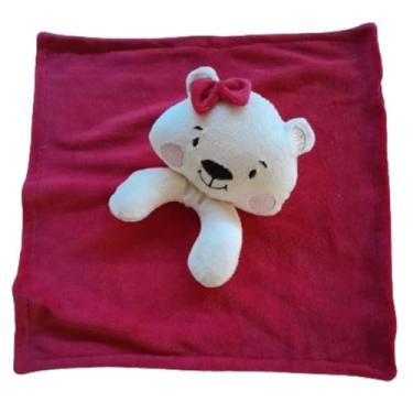 Imagem de Naninha Para Bebê Menina Tema Ursinha; Ursa Vermelha Com Prendedor de Chupeta