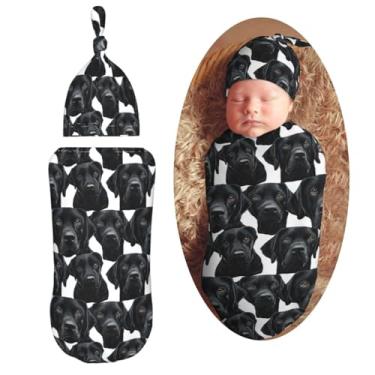 Imagem de Muishi Conjunto de cobertores fofos de labrador de laboratório para recém-nascido, cobertor macio para recepção de bebê, saco para chá de bebê, presente para meninos e meninas