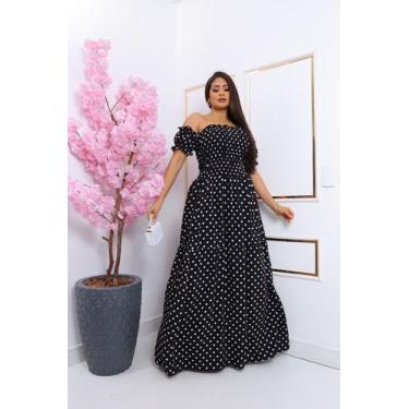 Imagem de Vestido longo cigana com elastex de tecido viscolinho - SP STORE, Pret