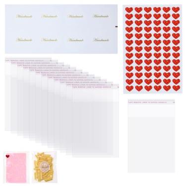 Imagem de ONLYKXY 100 unidades de saco autovedante de plástico transparente com adesivos decorativos para embalagem de panificação, bolsas de manga macia envelope resselável para joias, lanches, fotos