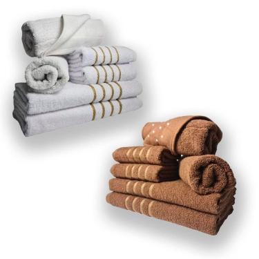 Imagem de Jogo De Toalhas 12pcs - 4 Banhos 4 Rosto 4 Tapetes Br+mr