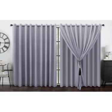 Imagem de Cortina Voil Xadrez 3.00x2.70 Com Forro Blackout - J&C ACESSÓRIOS PARA