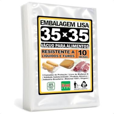 Imagem de Saco a Vácuo Liso Sem Ranhuras [35x35 cm] [10 Micras] [500 Unidades] - Para Seladora de Câmara e Bico - Embalagem Profissional Resistente Reforçada Alimentício BPA Free