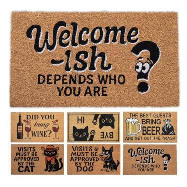 Imagem de LUA VIKA Capacho de coco para entrada ao ar livre - Bem-vindo - 43,2 cm x 76,2 cm - tapetes engraçados externos - tapete de boas-vindas engraçado - capacho interno/externo