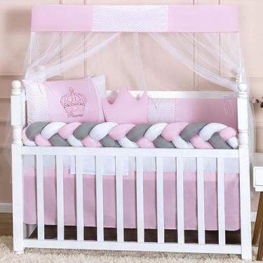 Imagem de Kit Berço Americano Trança 11 Peças Para Bebê Menina princesa Coroa Ro