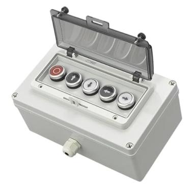 Imagem de EZZON AC220V caixa de interruptor de controle de botão à prova d'água para uso externo lâmpada de indicação de partida de parada de emergência caixa de junção de interruptor de autorecuperação (5)