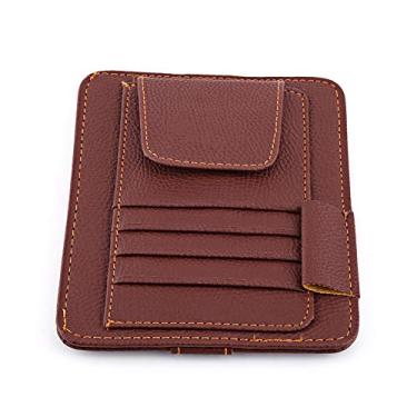 Imagem de Naroote Carro Adequado para Organizador de Viseira Solar Suporte Compacto de Couro PU para óculos, Cartões de Contas, Clipes de Caneta, Bege, Marrom, Preto, Laranja, para Decoração de Interiores de