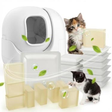 Imagem de Qinyoung Pacote com 16 eliminadores de odores para animais de estimação Meowant caixa de areia automática para gatos bloco desodorizante autolimpante caixa de areia para gatos desodorizante de