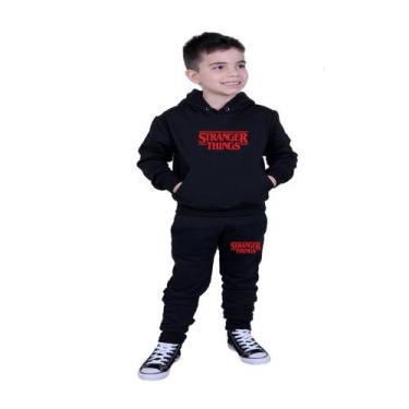 Imagem de Conjunto  Moletom Blusa E Calça Infantil - Grazi Confecções, Preto, M