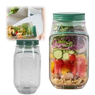 Imagem de VBESTLIFE Recipiente de Salada Com Abertura Lateral, Design à Prova de Vazamentos Com Copo e Tampa, Seguro para Máquina de Lavar Louça e Micro-ondas para Escritório, Viagens e Atividades