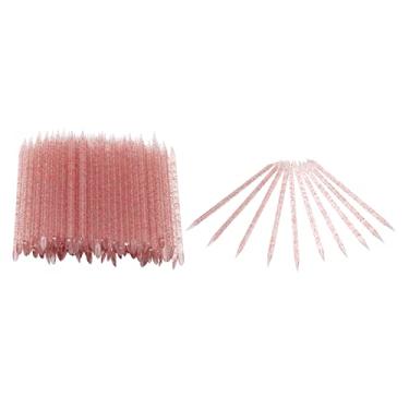 Imagem de Naroote Empurrador Descartável de Cutícula de Unha, Varas de Limpeza Eficazes para Manicure e Pedicure, 100 Peças, Plástico 9.5x0.4cm (Vermelho)