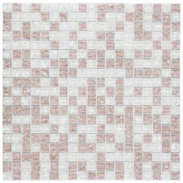 Imagem de Kit 1m² Pastilha de Vidro Galliano 30cm X 30cm Branco/Rosa