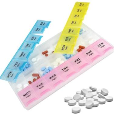 Imagem de PORTA COMPRIMIDOS SEMANAL MULTIUSO COM 21 DIVISORIAS ESTOJO ORGANIZADOR DIARIO SUPLEMENTOS CAPSULAS PESCA