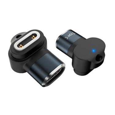 Imagem de chenyang Pacote de 2 USB C para Pitch 5.0 mm 2 pinos DC 5 V / 12 V adaptador de carregador magnético de relógio inteligente em ângulo de 90 graus para crianças relógios inteligentes Z6~Z11