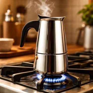 Imagem de Cafeteira Italiana Em Inox Moka Premium 4 Ou 6 Xícaras Inox 200ml Manu