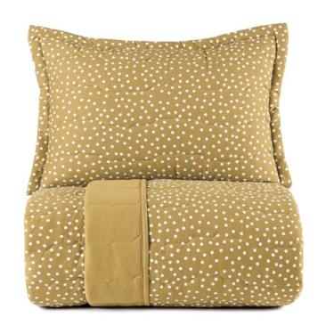 Imagem de Jogo de Colcha Malha Fio Penteado 100% Algodão - Bits Amarelo - Solteiro