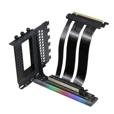 Imagem de GIGA-MEGA Cabo de elevação de ângulo reto PCIe X16 GEN5 PCIe 4.0 e 5.0 com suporte vertical GPU para RTX4090, RTX5090D, RX7900XT, RX9070 ATX (suporte GEN5 preto de 16 cm V3)