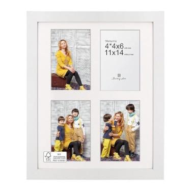 Imagem de Porta-retrato com colagem de 10 x 15 cm com acrílico – serve para quatro fotos 10 x 6 ou use como uma moldura de 28 x 35 cm – Coleção Memoria – Molduras de colagem para exibição de parede – Branca