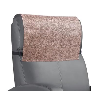 Imagem de QIELIZI Protetor de encosto de cabeça reclinável, impermeável, antiderrapante, capa de encosto de cabeça reclinável de couro para sofá, móveis, sala de estar, cadeira de escritório (1 marrom esculpido