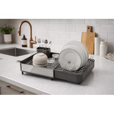 Imagem de Escorredor de Louças Inox Extensível com Drenagem Rotativa 360°, Sistema de Drenagem Giratório, Aço Inoxidável