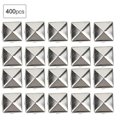 Imagem de Luqeeg Rebites de Latão DIY 400 Conjuntos de Pinos Quadrados para Acessórios de Couro Bolsas Sapatos Cinto Ouro Prata Arma Bronze 4mm-7mm para Cintos Casacos Sapatos Jaquetas (Prata #16)