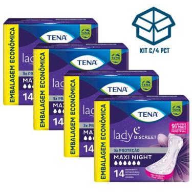 Imagem de Kit 4 Absorvente Geriatrico Feminino Tena Lady Maxi Night com 14 unid