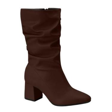 Imagem de Bota Feminina Beira Rio Cano Medio Salto Grosso 9076102 Cor:Cafe Napat