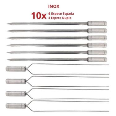 Imagem de 10x Espetos De Inox Lâmina 70cm 6-Espada e 4-Duplo Churrasc - INOX LAU