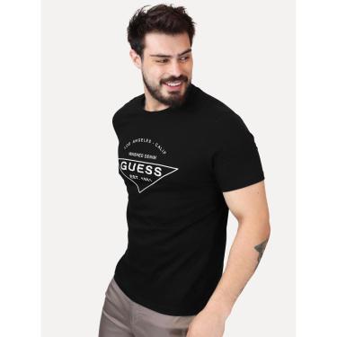 Imagem de Camiseta Guess Masculina Logo Washed Denim Preta-Masculino