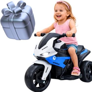 Imagem de Moto Eletrica 3 Rodas Estilo Esportivo de Corrida Com Farol Led bateria recarregavel 6v triciclo motocicleta presente criança 3 5 7 anos menino menina (Azul)