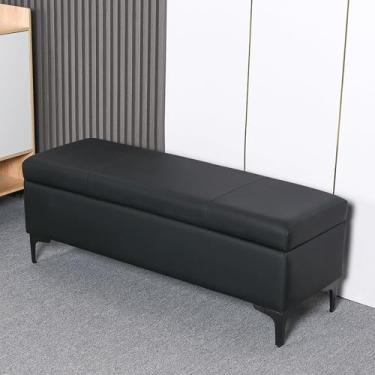 Imagem de Banco moderno para cama de quarto com almofada, banco de armazenamento de sala de estar, banco de entrada de hall de entrada com armazenamento, banco para entrada da porta da frente, banco de sapatos