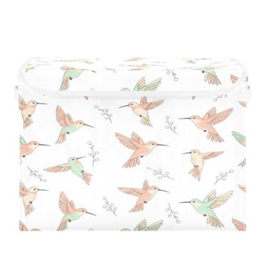 Imagem de Burbuja Caixa de armazenamento de galhos de pássaros com tampa e alças, grande caixa de armazenamento dobrável para prateleiras armário quarto escritório organizador