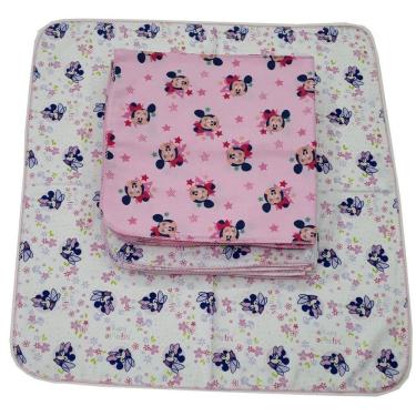 Imagem de Cueiro Flanelado Disney 80X80Cm Com Crochê Minnie