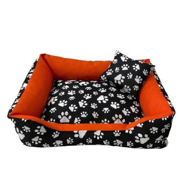 Imagem de cama pet caminha cachorro medio 60 X50 ziper removivel siliconizada fundo impermeavdel (PATINHA LARANJA)