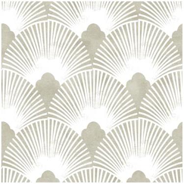 Imagem de HAOKHOME Papel de parede Art Deco Peel and Stick vintage geométrico ventilador papel de parede bege creme para banheiro quarto destaque parede papel de contato 44 cm x 3 m