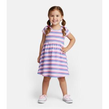 Imagem de Vestido Infantil Manga Curta Estampado Biju Kids Rosa, 6, Rosa