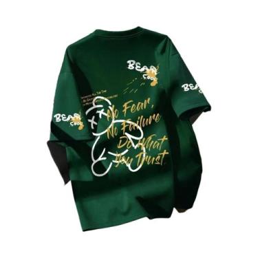 Imagem de Camiseta Masculina De Verão Com Gola Redonda, Respirável, Com Estampa 