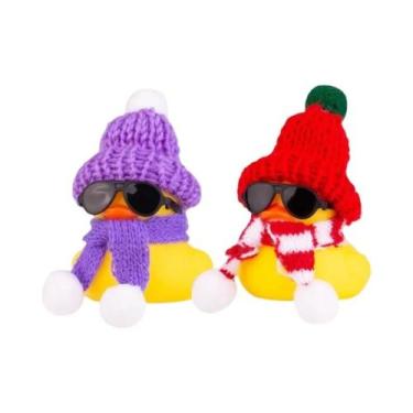 Imagem de Enfeite De Carro De Pato De Borracha De Inverno Com Mini Chapéu E Cach