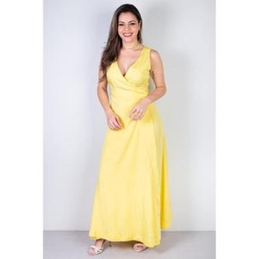 Imagem de Vestido longo de viscose slub transpassado 71116-Feminino