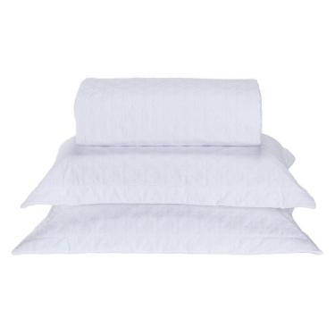 Imagem de Kit Cobre Leito Milão Casal 3 Peças 100% Poliéster - Branco/branco