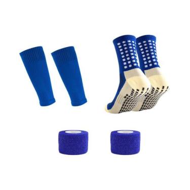 Imagem de Meias De Futebol Antiderrapantes Para Homens Com Protetor De Canela Pa